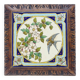 Longwy Trivet with Doorbell, Glazed Earthenware Tile and Wooden Frame