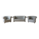 Sofa + 2 grey leather Chesterfield armchairs