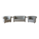 Sofa + 2 grey leather Chesterfield armchairs
