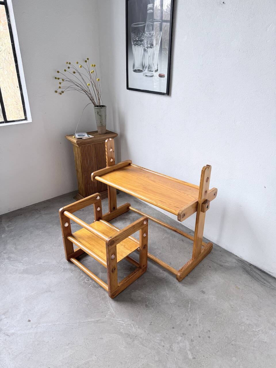 Bureau et chaise enfant pin Bauhaus