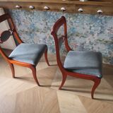 Rare - Set of 4 Louis Philippe/restoration style chairs with medallion - Blue / cherry color