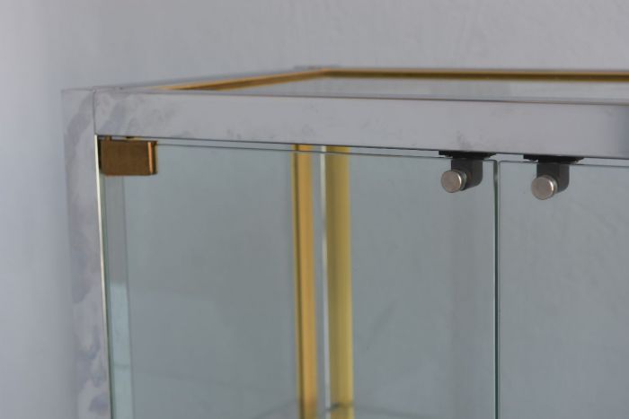 Vitrine vintage métal chromé et doré par Renato Zevi