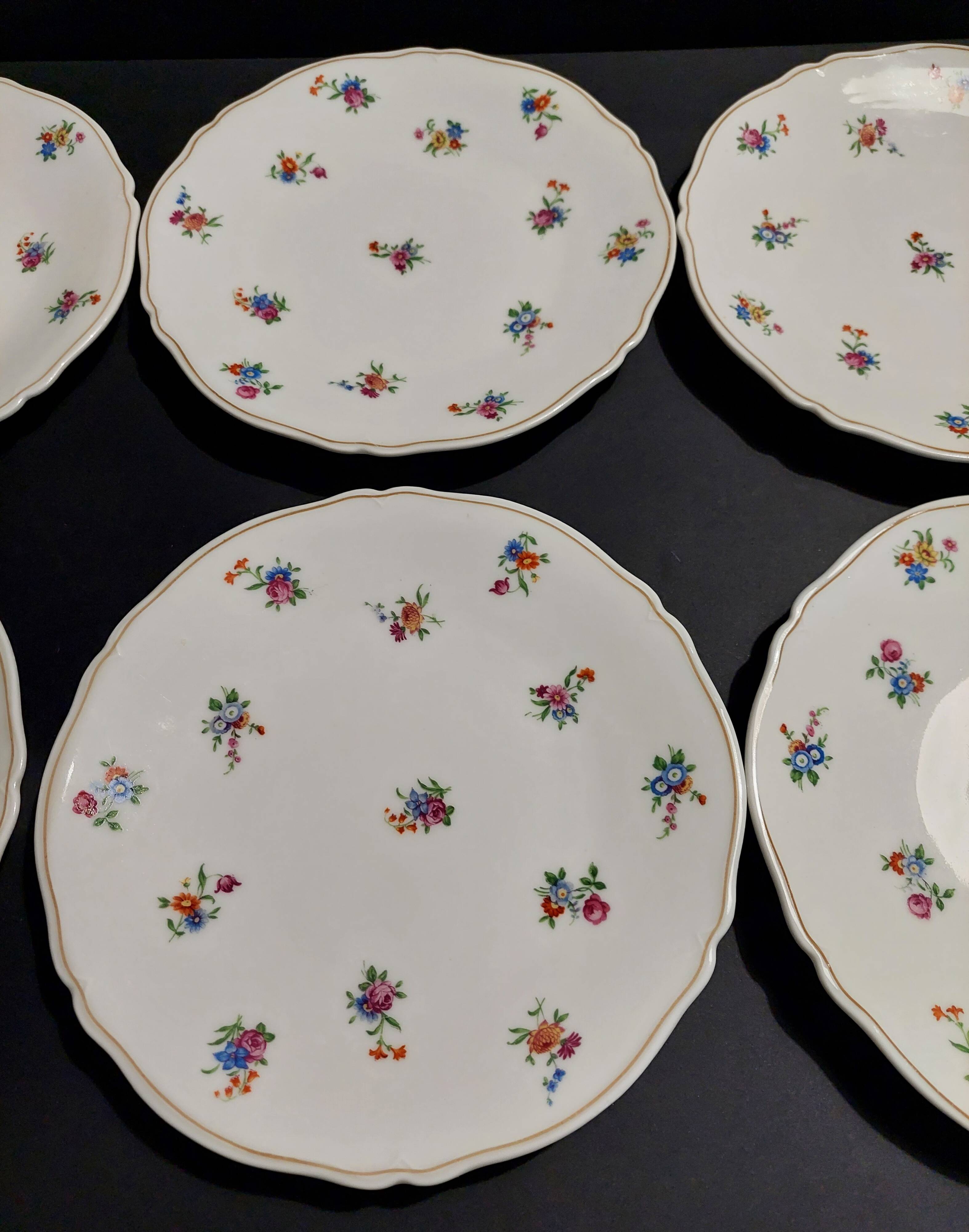 Dessert plates series of six Limoges Legrand porcelain