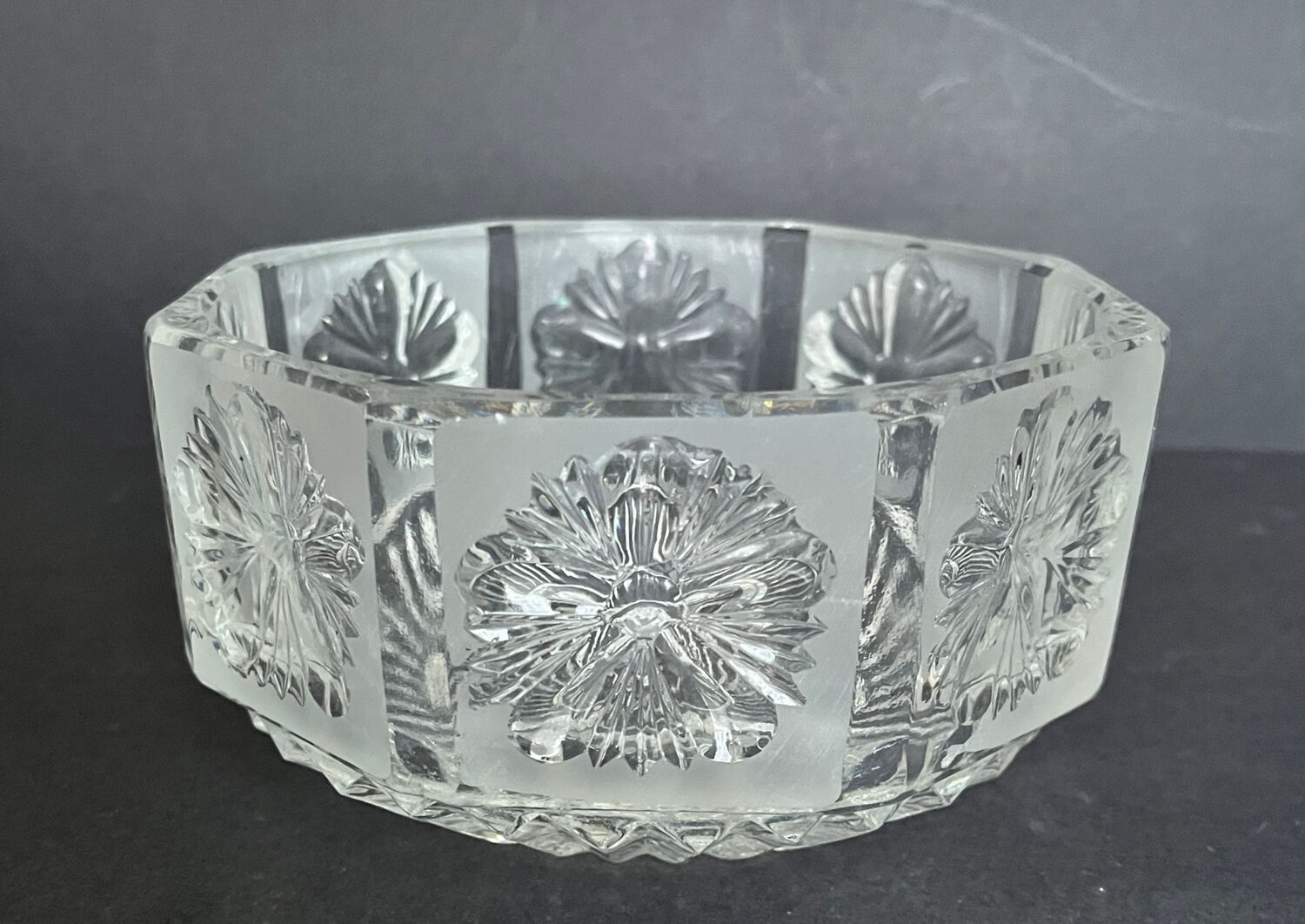 Octagonal cut crystal bowl