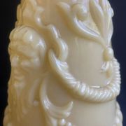 Pair of vintage Vierzon beige opaline vases