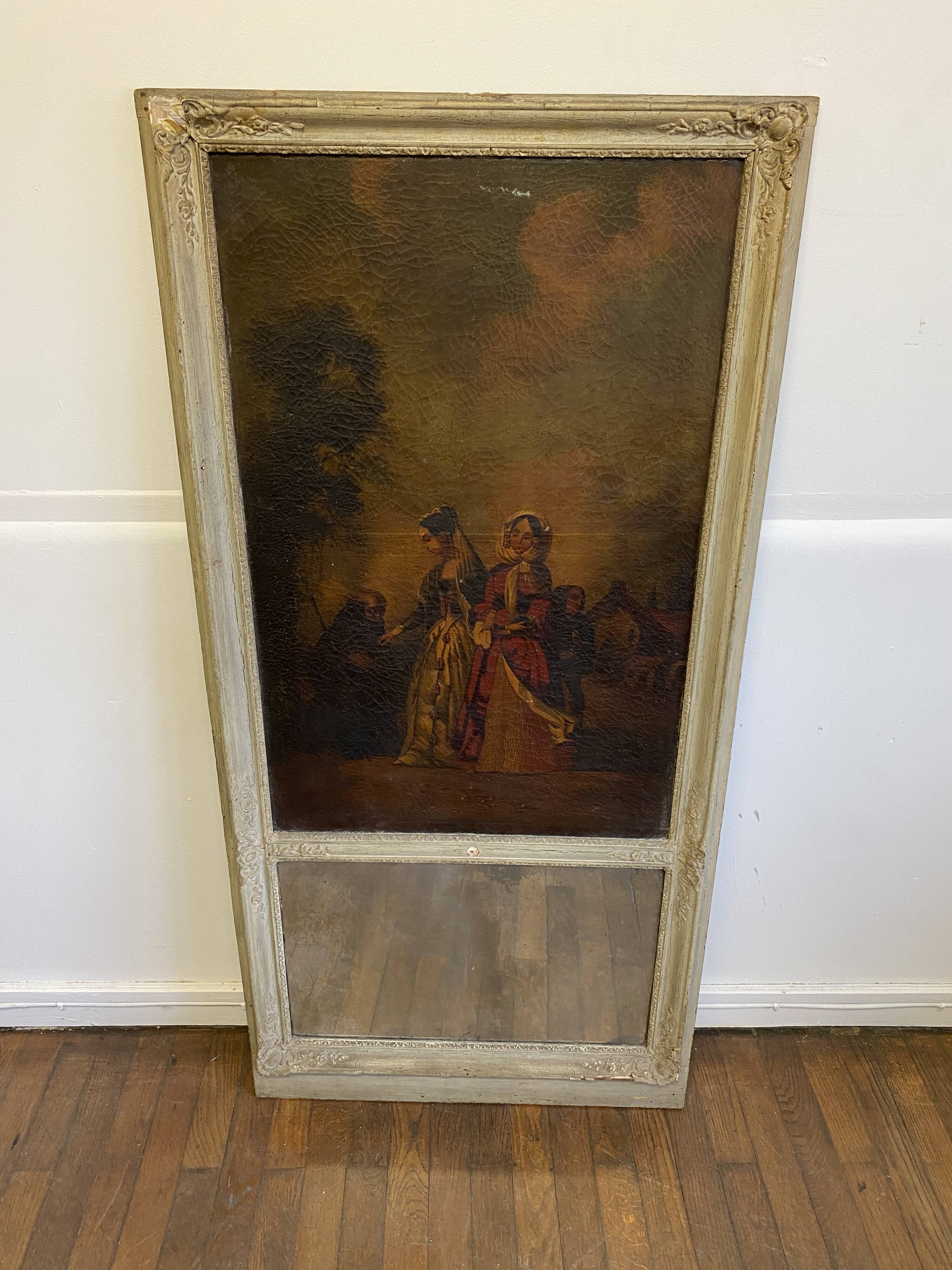 19th century trumeau - Romantic scene - 77cm x 160cm