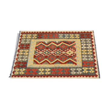 Handwoven Afghan Kilim, Traditional Wool Geometric Area Rug- 99x129cm