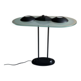 Postmodern black metal glass ceiling lamp | 1990s