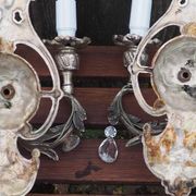 Appliques en cristal Hollywood Regency italienne – Lumière à double bras en métal argenté