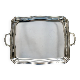 Plateau rectangulaire vintage en métal argenté