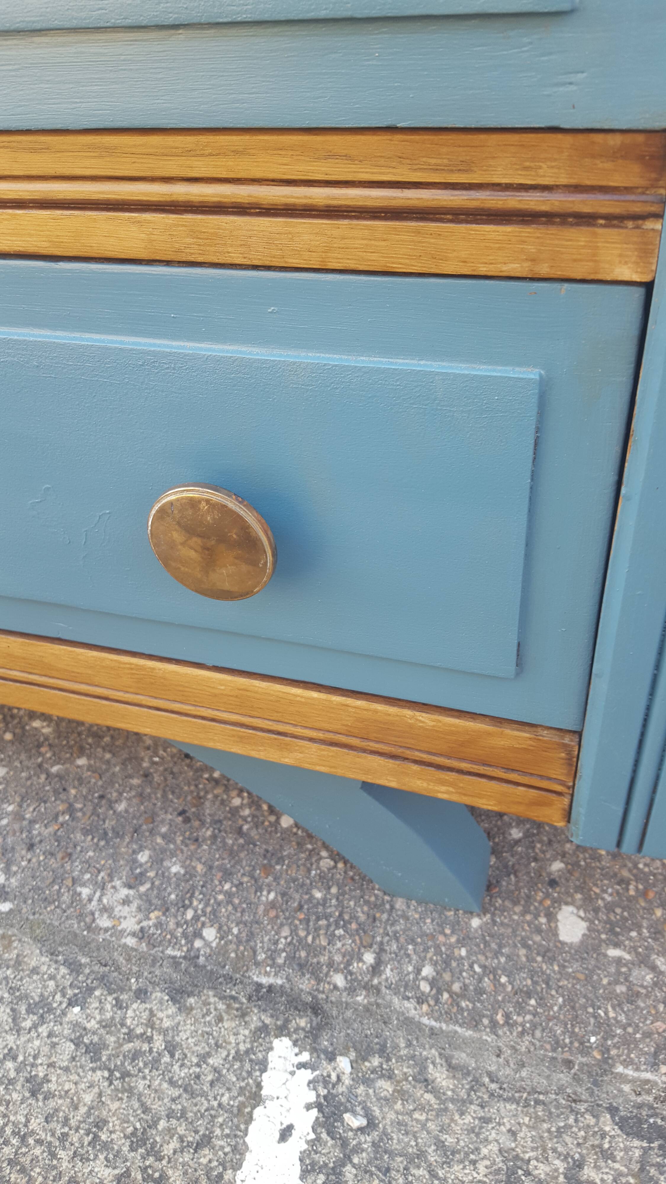 Vintage blue and wood dresser
