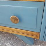 Vintage blue and wood dresser
