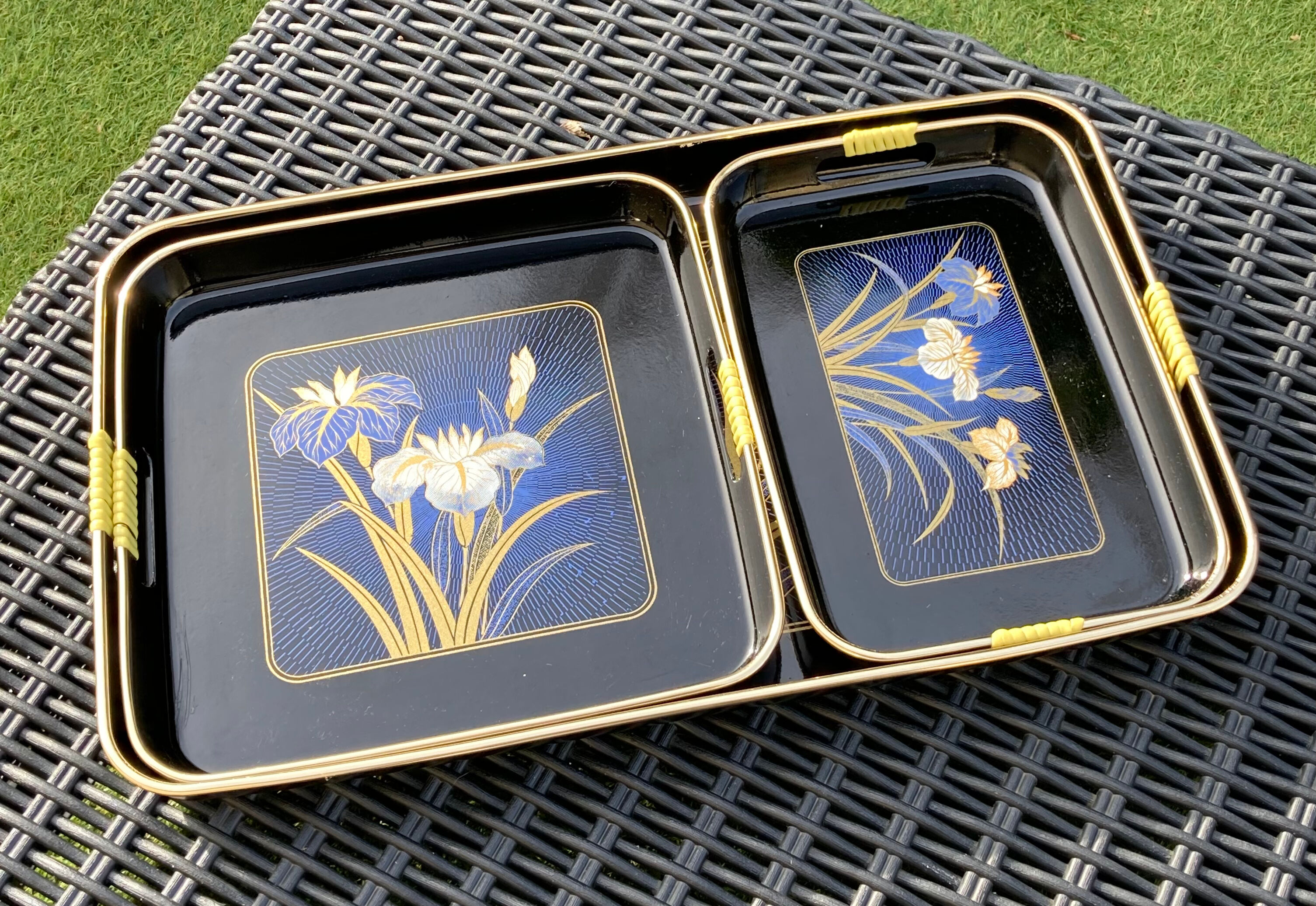 Vintage black lacquered trays