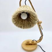 Articulated lamp in wood and rope, 1970s