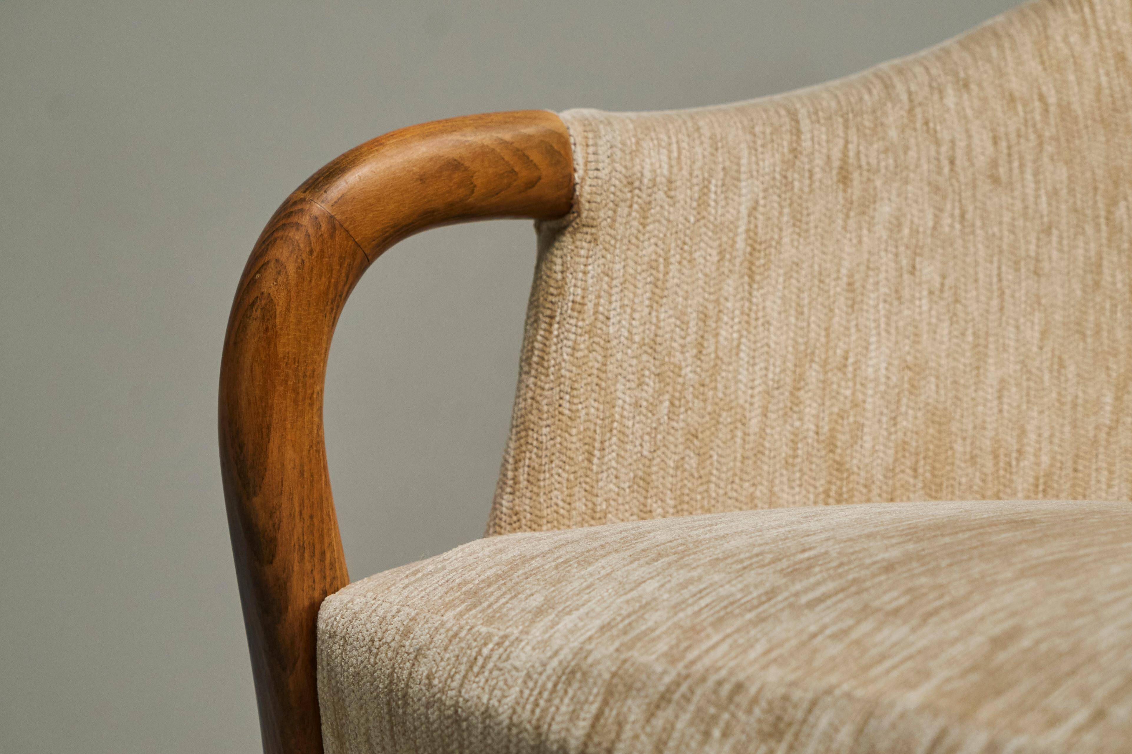 Mid-Century armchair in wool and beech, 1950s
