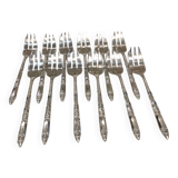 12 silver-plated metal cake forks, Ercuis Russian model.