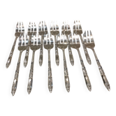 12 silver-plated metal cake forks, Ercuis Russian model.