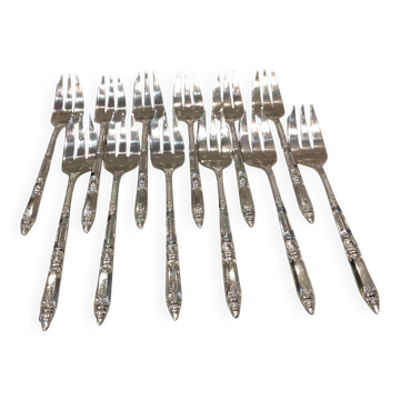12 fourchettes a gateaux metal argente orfevre Ercuis modele russe
