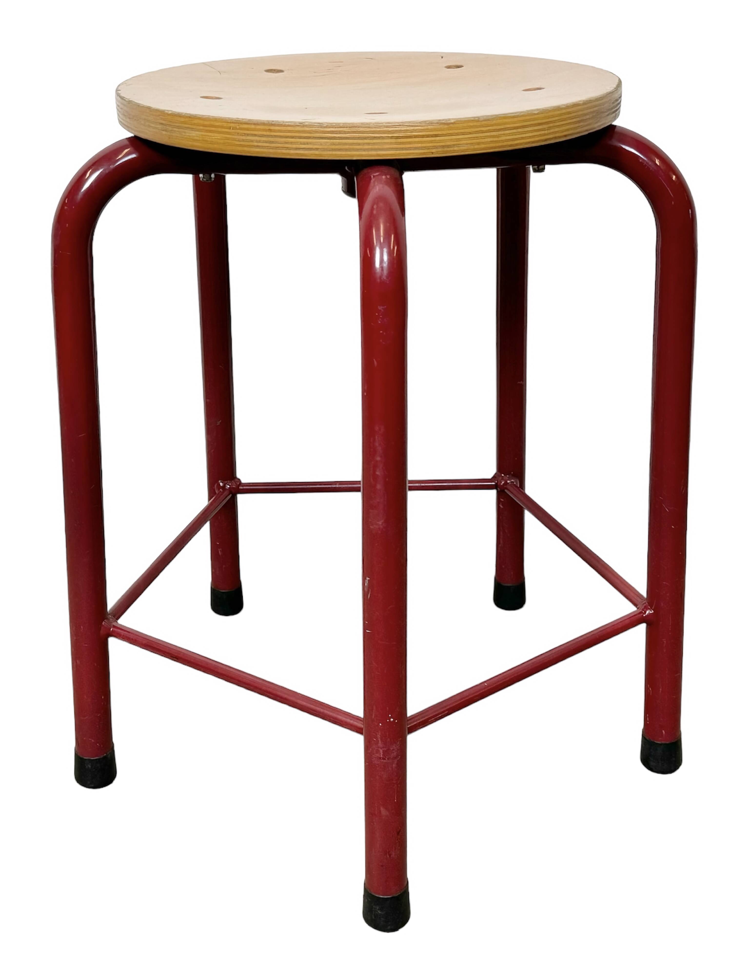 Vintage Industrial School Stool, 1970s