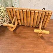 Patère double vintage rotin