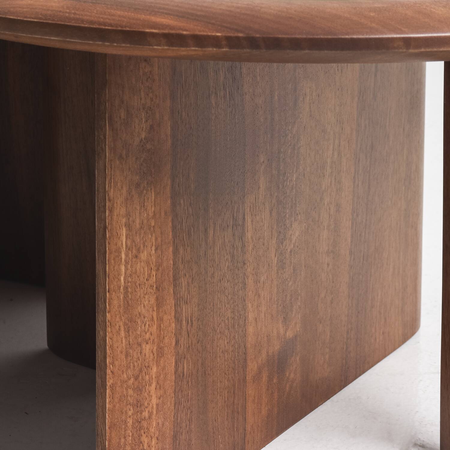 Duo of solid walnut coffee tables with a contemporary design base