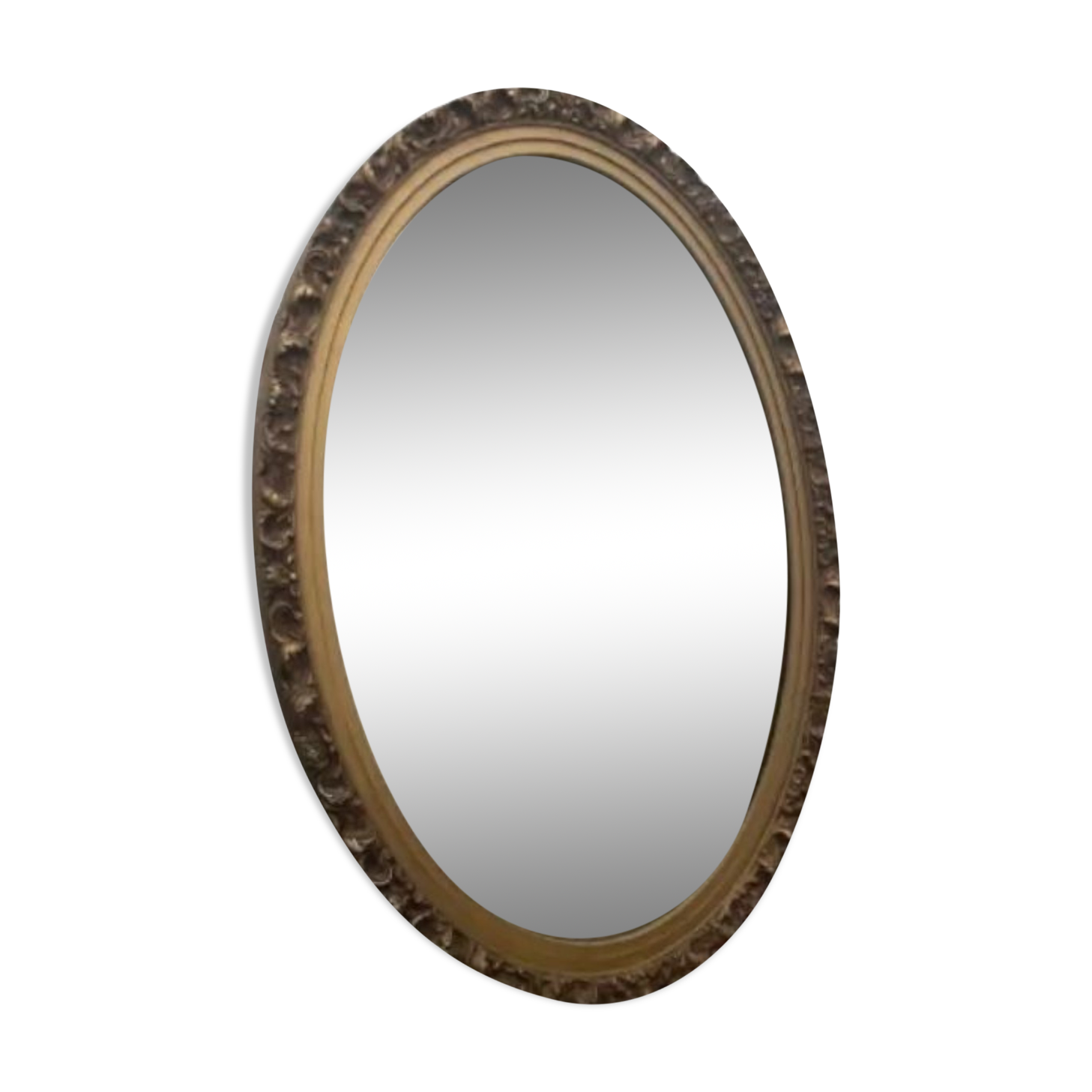 Old oval mirror with gold metal frame 50x70cm
