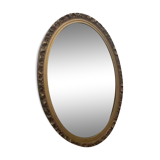 Miroir ovale ancien avec cadre en métal doré 50x70cm