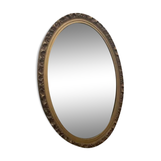 Miroir ovale ancien avec cadre en métal doré 50x70cm