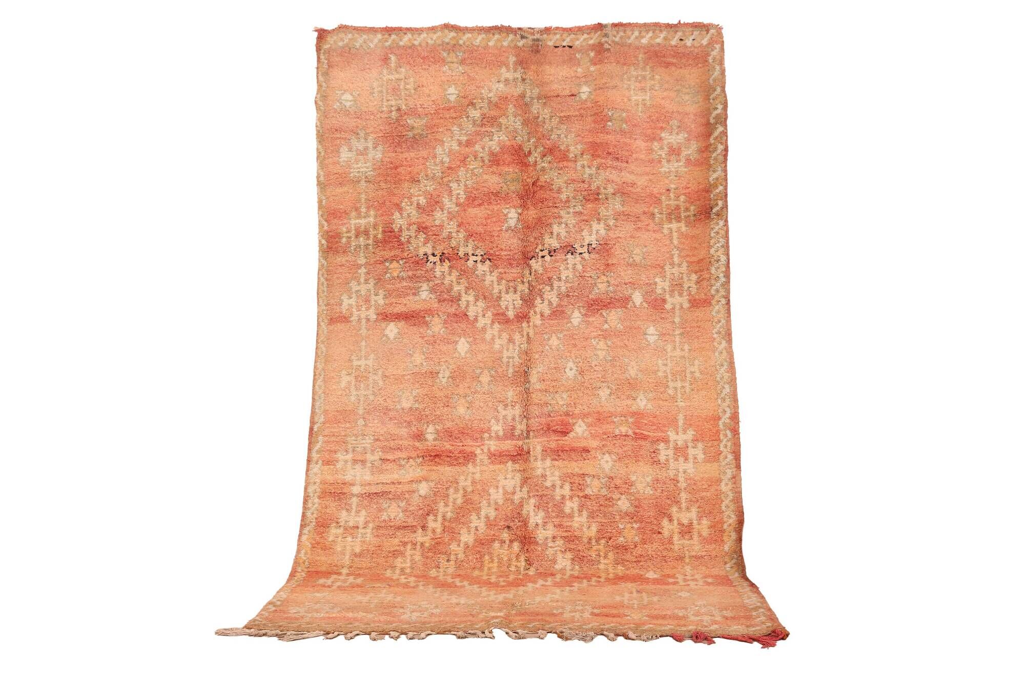 Peach Vintage Moroccan Rug 163 x 289 cm, Berber Wool Rug, Handmade Boho Rug