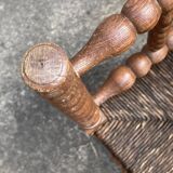 Antique Bobbin armchair with straw seat