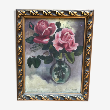 Tableau bouquet de rose nature morte