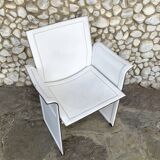 White leather armchair, Tito Agnoli for Matteo Grassi, Italy, 1970-80s