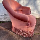Fauteuil crapaud velours rose