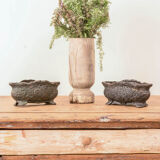 Set of Two Antique Cast Iron Flower Pots