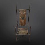 Copper and brass throne chair by Cor de Ree, Netherlands 1990