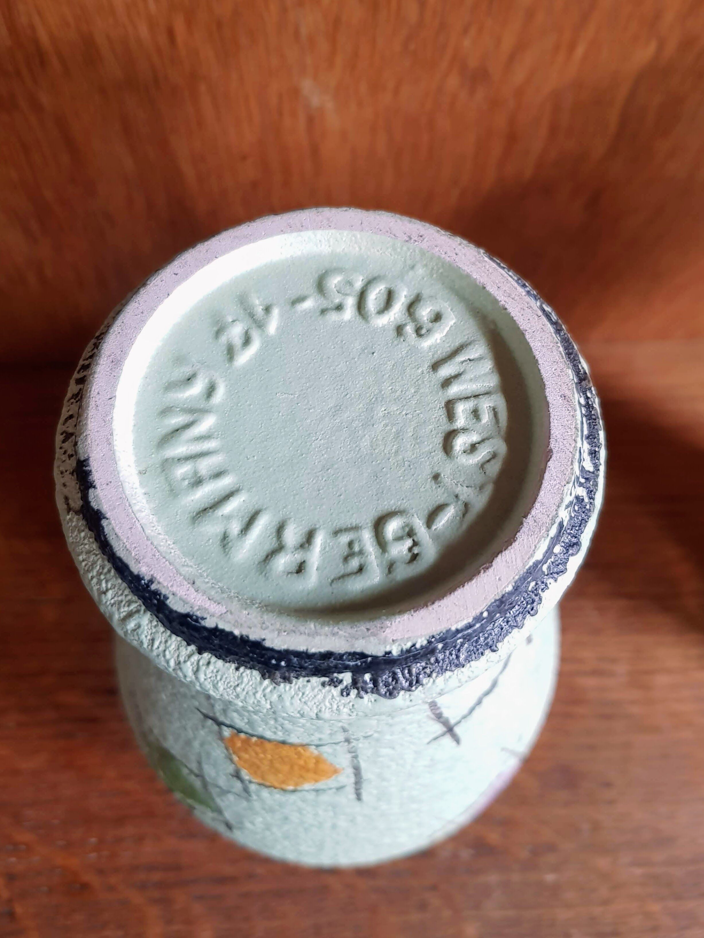 Set of Two Vintage Fat Lava Hand-painted Ceramic Vases by Bay Keramik - West Germany - 1960s