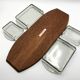 Teak tray and its 4 stackable glass dishes • Denmark • 1960
