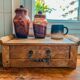 Olive wood storage cabinet