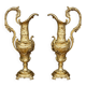 Pair of decorative vases. Solid gold metal.