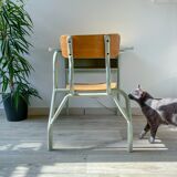 Vintage 1960s school desk – Antique wooden and metal aqua green desk – Retro school furniture – Vintage children's desk