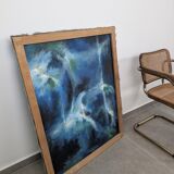 Large format modern art oil painting, female figure on the beach, 20th century