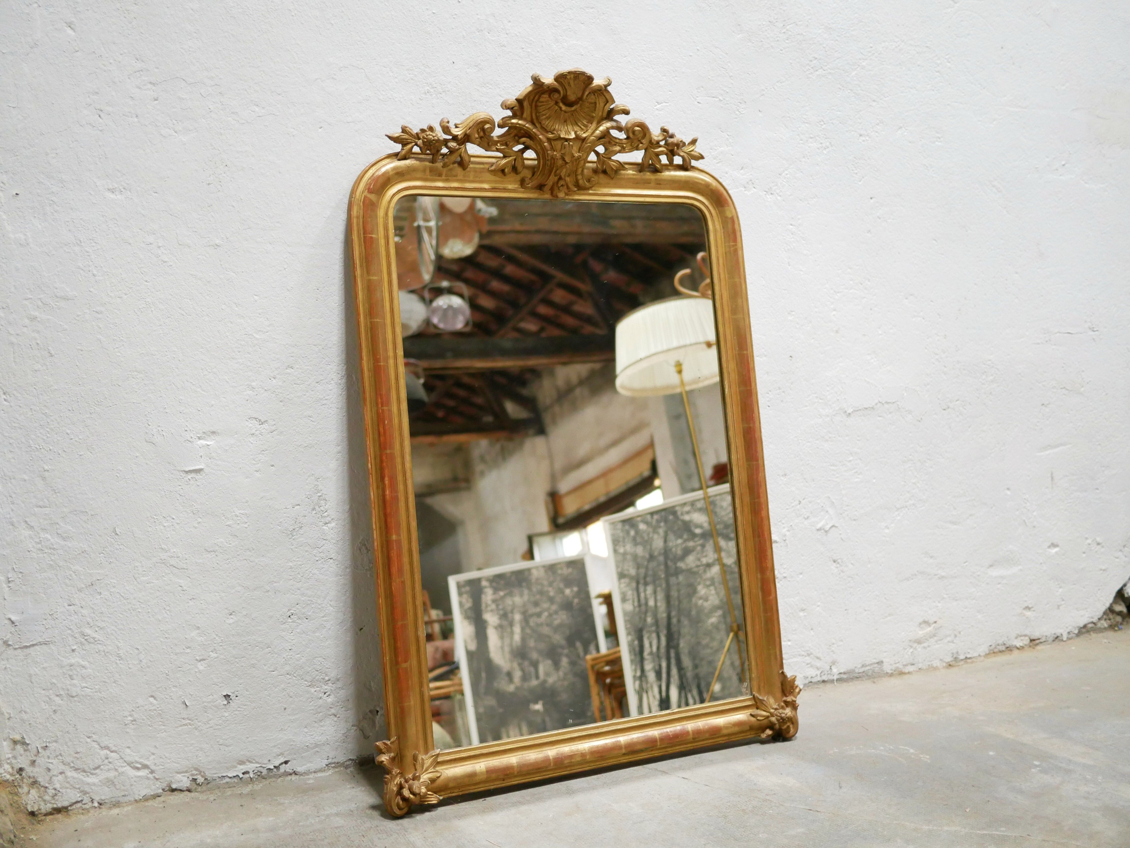 Old Louis Philippe mirror with pediment 135cm x 86cm