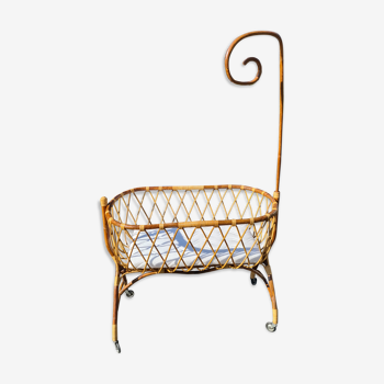 Cradle cot rattan bamboo vintage