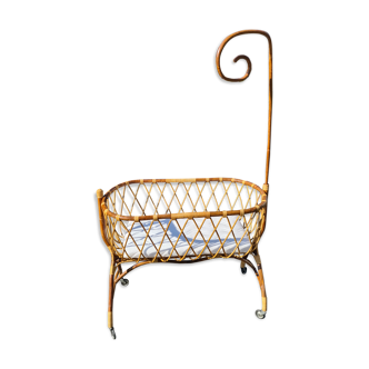 Cradle cot rattan bamboo vintage