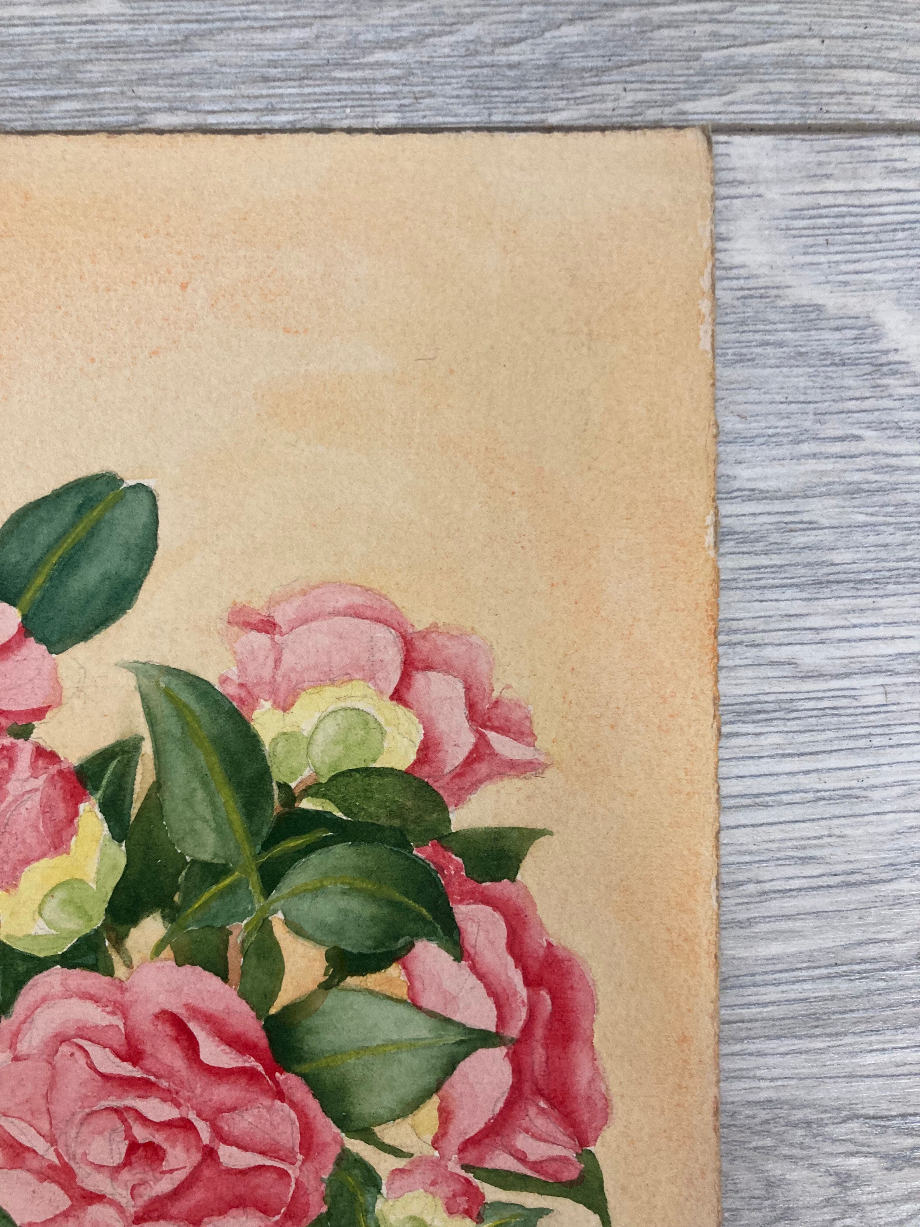 Aquarelle camélias vintage
