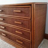 Vintage rattan chest of drawers 4 drawers