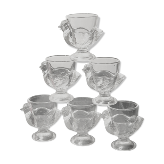 Lot de 6 coquetiers en verre forme poule