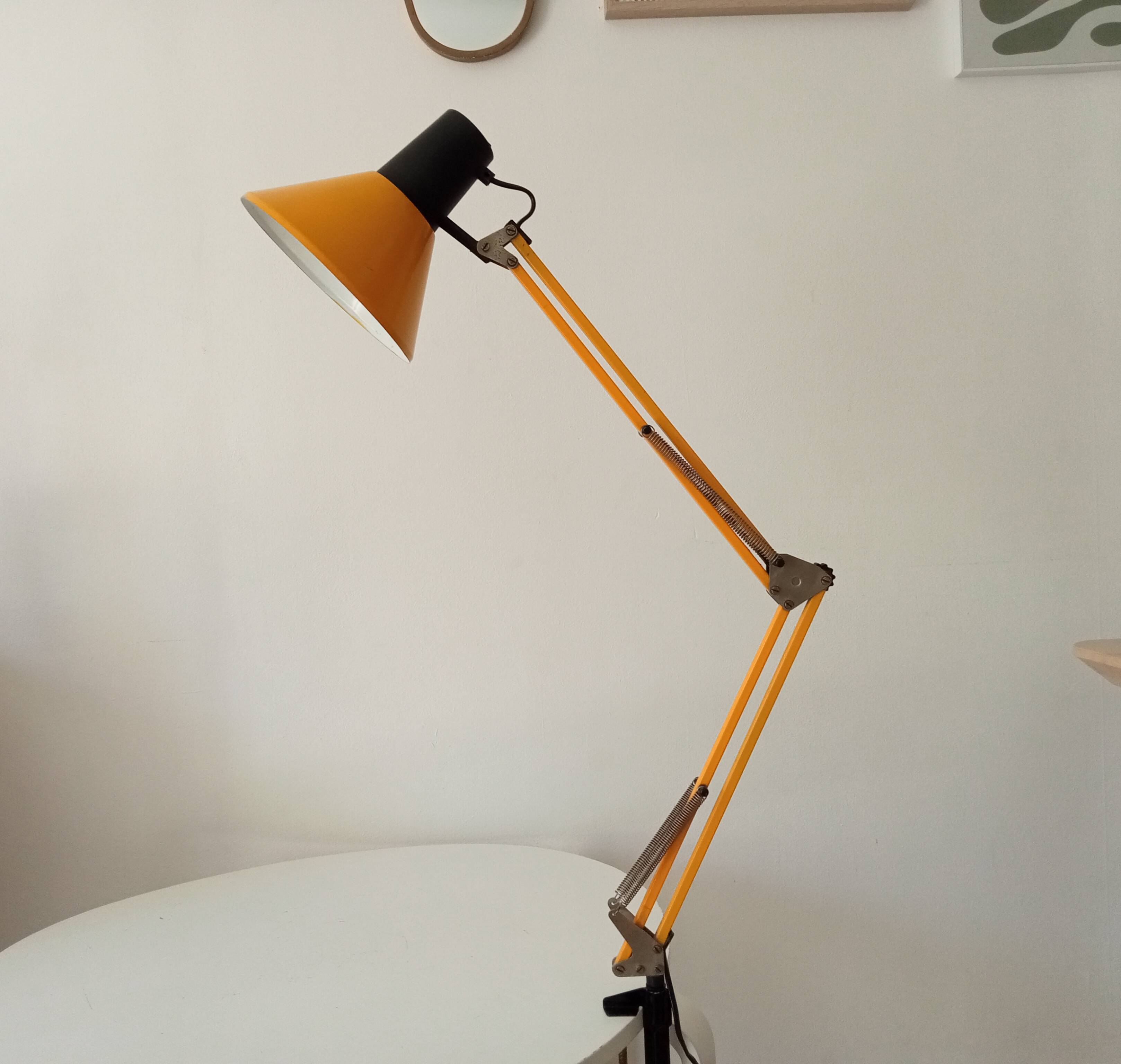 Vintage 1970s mustard yellow architect lamp