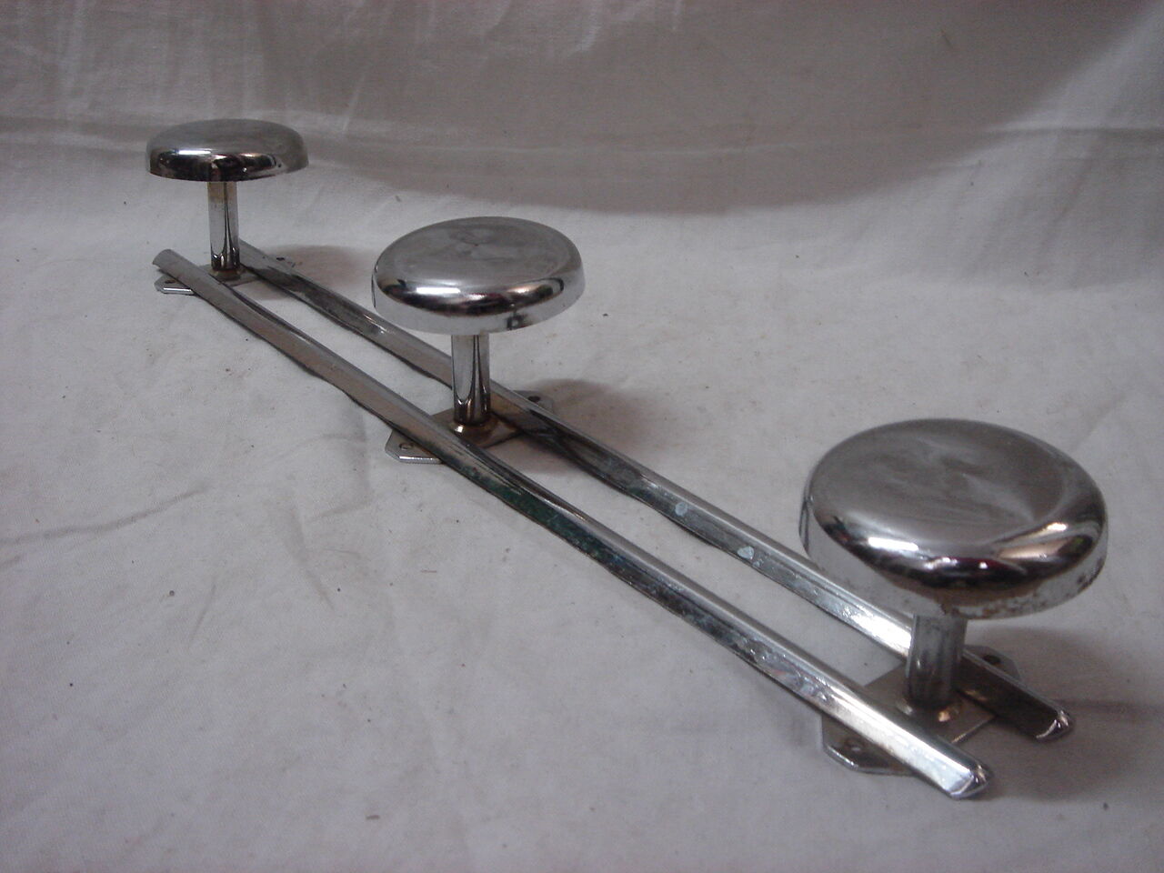 Coat rack with 3 hooks in stainless steel, chrome, 1960