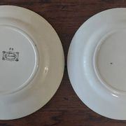 Pair of flat earthenware plates, ironstone, FD, Aunis decor